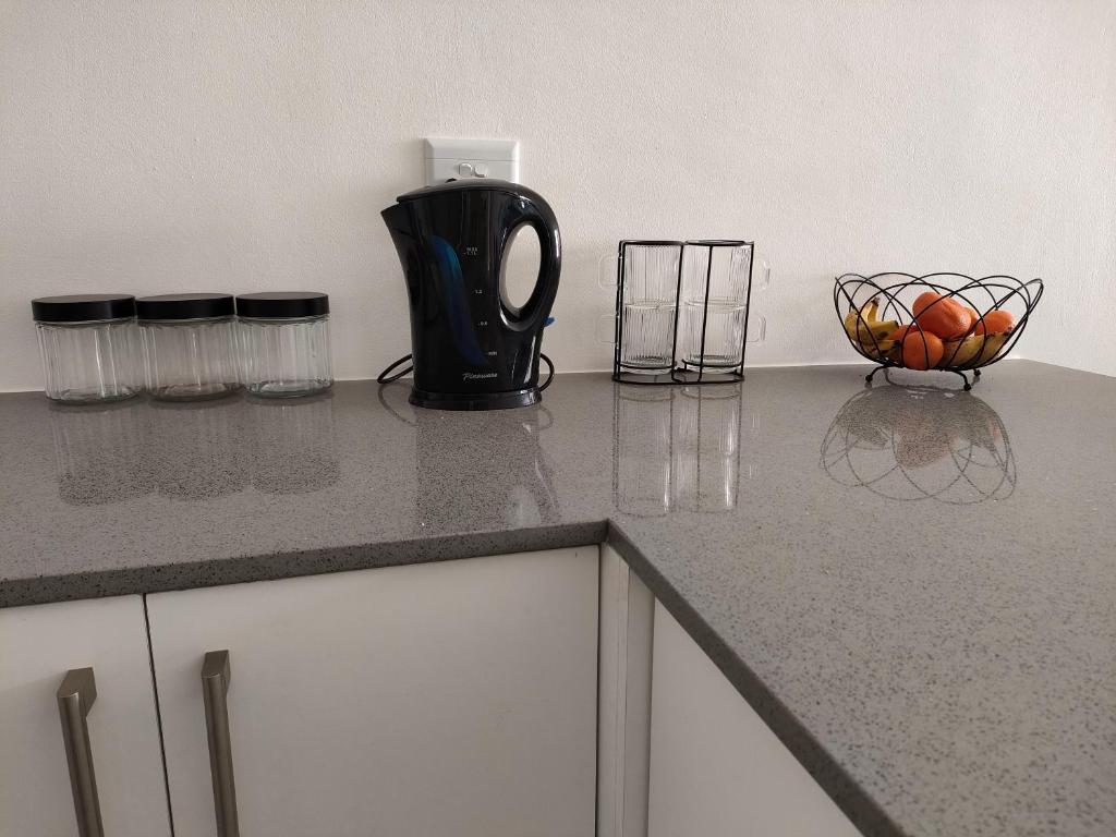 Kitchen island with bar stools